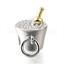 Brass Enamel Champagne Bucket Connector Charms&nbsp;KK-V007-40GP-01