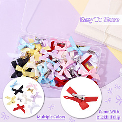 50Pcs 10 Colors Bowknot Polyester & Alloy Alligator Hair Clips&nbsp;PHAR-TA0001-16