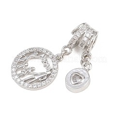 Mother's Day Brass Micro Pave Clear Cubic Zirconia Pendants&nbsp;KK-H268-06P