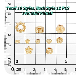 120Pcs 10 Styles Rack Plating Alloy Bead&nbsp;FIND-PH0038-12