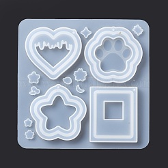 DIY PawPrint & Heart & Star & Rectangle Shaped Pendant Food-grade Silicone Molds&nbsp;SIMO-D001-05