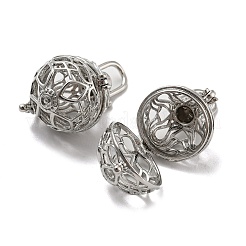 Rack Plating Brass Hollow Round Cage Pendants&nbsp;KK-P238-01P