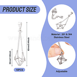 10Pcs 201 & 304 Stainless Steel Macrame Pouch Pendants&nbsp;PALLOY-TAC0197