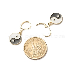 Flat Round with Yin Yang Alloy Enamel Dangle Leverback Earrings&nbsp;EJEW-JE04893-03