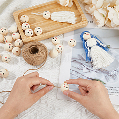 50Pcs Printed Wood European Beads&nbsp;WOOD-FH0002-23