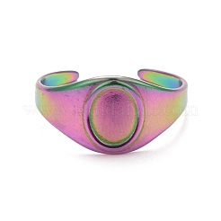 Ion Plating(IP) Rainbow Color 304 Stainless Steel Oval Chunky Open Cuff Ring for Women&nbsp;RJEW-C025-14M