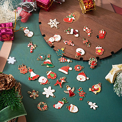 30Pcs Christmas Theme Alloy Enamel Pendants&nbsp;FIND-TA0005-45