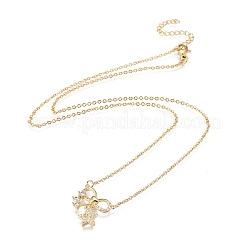 Brass Micro Pave Clear Cubic Zirconia Pendant Necklaces&nbsp;NJEW-R256-03