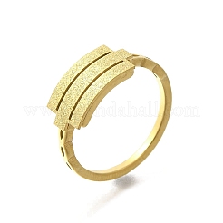 Textured Rectangle 304 Stainless Steel Finger Ring for Women&nbsp;RJEW-L126-05B-05G