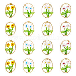 16Pcs 4 Colors Glass Seed Beaded & Handmade Millefiori Glass Pendants&nbsp;FIND-TA0009-56