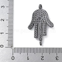 Rack Plating Brass Micro Pave Clear Cubic Zirconia Palm Connector Charms&nbsp;KK-A234-049B