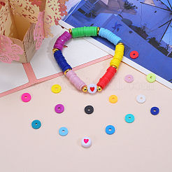 Flat Round Handmade Polymer Clay Beads&nbsp;CLAY-CJ0001-21