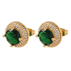 Brass Micro Pave Cubic Zirconia Stud Earrings for Women&nbsp;EJEW-F418-05G