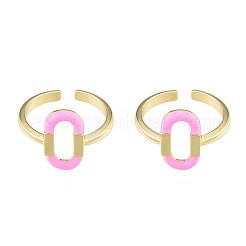 Pink Enamel Oval Open Cuff Ring&nbsp;RJEW-N039-104