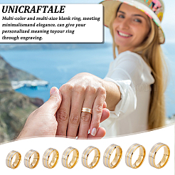 16Pcs 8 Size Two Tone 201 Stainless Steel Grooved Finger Rings Set for Women&nbsp;RJEW-UN0002-81