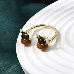 Christmas Brass Enamel Cuff Rings for Women&nbsp;RJEW-L336-04G-01