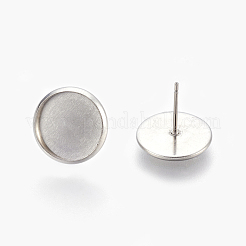 Tarnish Resistant Eco-Friendly 316 Surgical Stainless Steel Stud Earring Settings&nbsp;STAS-F181-01P-12mm