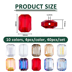 40Pcs 10 Colors Electroplate Transparent Glass Beads&nbsp;GLAA-FH0001-87