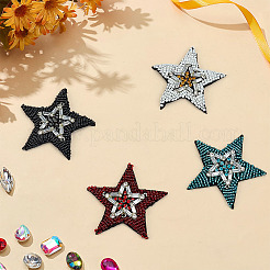 4Pcs 4 Colors Felt & Rhinestone Thread Iron on/Sew On Patches&nbsp;PATC-MA0001-47