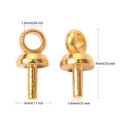 304 Stainless Steel Cup Pearl Peg Bails Pin Pendants&nbsp;STAS-H436-15