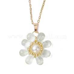 Glass & Glass Pearl Beads Pendants Necklaces for Women&nbsp;NJEW-MZ00106-01