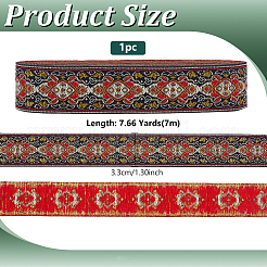 7M Flat Ethnic Style Polyester Embroidered Floral Ribbon&nbsp;OCOR-WH0077-137