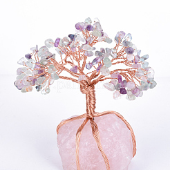 Natural Fluorite Chips and Rose Quartz Pedestal Display Decorations&nbsp;G-S282-04