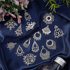 90Pcs 15 Style Tibetan Style Alloy Chandelier Component Links&nbsp;FIND-PH0005-88