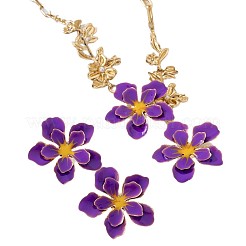 Flower Iron Enamel Stud Earring & Pendant Necklaces for Women&nbsp;WGE42BA-01