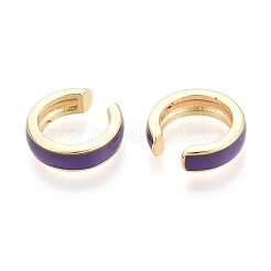 C-Shaped Brass Enamel Cuff Earrings&nbsp;EJEW-T049-07G