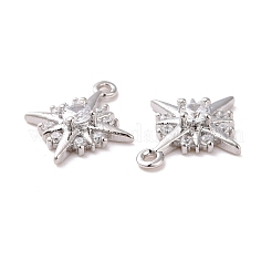 Brass Micro Pave Clear Cubic Zirconia Charms&nbsp;KK-G418-09P