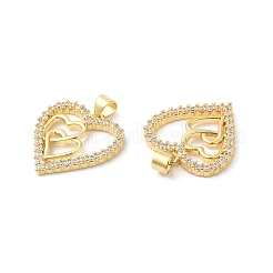 Brass Micro Pave Clear Cubic Zirconia Pendants&nbsp;ZIRC-L103-045G