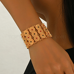 Vintage Brass and Alloy Pave Cubic Zirconia Coin Link Chain Bracelets for Women&nbsp;RT6126
