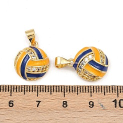 Brass Enamel Cubic Zirconia Pendants&nbsp;KK-L251-34G