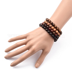 Unisex Natural Wood Beaded Stretch Bracelets Sets&nbsp;BJEW-JB05463