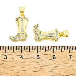 Boot Rack Plating Brass Micro Pave Clear Cubic Zirconia Pendants&nbsp;KK-NH0001-12G