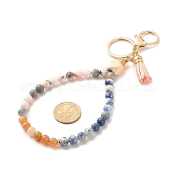 Wood & Gemstone Beaded Bracelet Wristlet Keychains&nbsp;KEYC-JKC00299