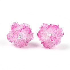 Polymer Clay Rhinestone Beads with Embossed Resin Roses&nbsp;RESI-T059-04H