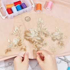 2 Pairs 3D Flower Polyester Embroidery Sew on Appliques&nbsp;DIY-GF0013-15