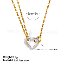 Duo Tone 304 Stainless Steel Heart Pendant Necklaces for Women&nbsp;FS-WGDA821-01