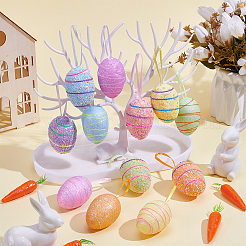 2 Sets 2 Styles Easter Egg Foam Glitter Powder Pendant Decorations&nbsp;AJEW-SP0004-78B