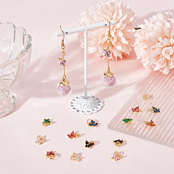 16Pcs 8 Colors Rack Plating Brass Inlaid Cubic Zirconia Charms&nbsp;KK-DC0001-82
