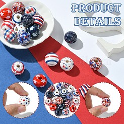 20Pcs 10 Styles Printed Natural Wooden Beads&nbsp;WOOD-YW0001-19