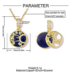 Brass Micro Pave Clear Cubic Zirconia Pendants&nbsp;CU-OY001-55G