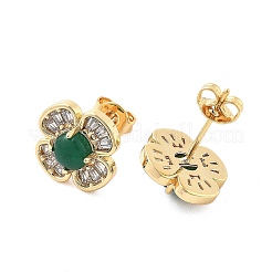 Brass Micro Pave Clear Cubic Zirconia Stud Earrings&nbsp;EJEW-G415-02E-G
