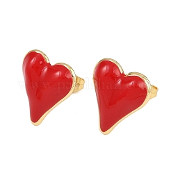 Brass Heart Stud Earrings&nbsp;EJEW-C152-05B