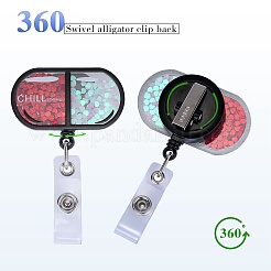 Sequin Quicksand Effect Acrylic & ABS Plastic Badge Reel&nbsp;AJEW-SZ0002-46G