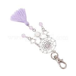 Natural & Dyed Malaysia Jade Bead & Alloy Pendant Decoration&nbsp;HJEW-JM02937-05