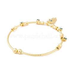 Brass Pave Clear Cubic Zirconia Charm Bangles for Women&nbsp;BJEW-S147-20A-G