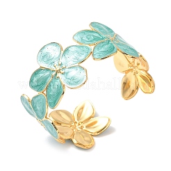 304 Stainless Steel Enamel Cuff Bangles for Women&nbsp;BJEW-B159-01G
